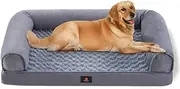 [Petzly] Dog Bed Orthopedic Pet Bed for Extra Large Dogs, Memory Foam Neck Support Couch Pet Sofa with Removable Washable Cover, Non-Slip Bottom Extra Large Dog Couch Bed, XX-Large, Grey