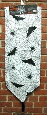 CRAWLY CREATURES PRINTED TABLE RUNNER "SPIDER WEBS & BATS" HALLOWEEN