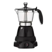 Leaf & Bean 3 cup Eletric Espresso Maker Italian Coffee Percolator Black/Silver