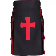 Mens Modern Black & Red Cross Utility Hybrid Kilt | Modern Utility Kilts - 24le