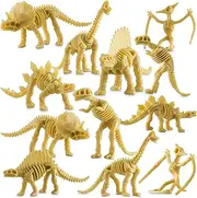 Bedwina Dinosaur Fossil Skeleton (24 Pieces) Assorted Figures Dino Bones, 3.7 Inch - for Science Play, Dino Sand Dig, Party Favor & Decorations