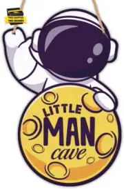 Space Decor for Boys Room Themed Bedroom Outer Door Sign Astronaut Wooden Wall A