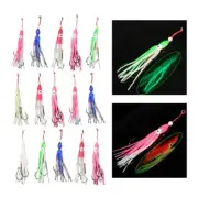 5Pcs Saltwater Baits with Hook Octopuses Skirt Trolling Swimbait Soft Lures