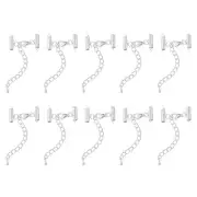 10Sets Slide on End Clasps, 13mm Tube Slider Crimp Cord Ends, Silver Tone