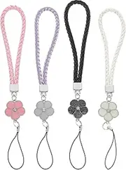 GALPADA 4pcs Mobile Phone Woven Lanyard Phone Wrist Strap Purple Phone Charm Cell Crystal Lanyard Phone Charms Phone Strap Phone Lanyard Wrist Leather Lanyard Card Cover