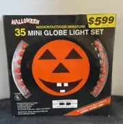 Halloween Mini Globe String Lights Orange Bulbs Pumpkin 20ft New In Box