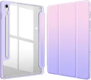 Fintie Hybrid Slim Case for Samsung Galaxy Tab S10 FE/ S9 FE 5G 10.9 Inch/Tab S9 11 Inch with S Pen Holder, Shockproof Cover with Clear Transparent Back Shell, Auto Wake/Sleep, Fantasy Ombre