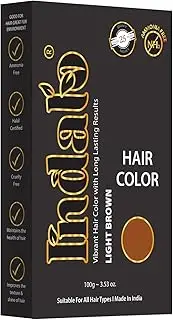 Indalo Herbal Based Natural Light Brown Hair Colour with Amla, Shikakai, Henna and Brahmi - Long Lasting, Vegan, Unisex, No Ammonia - 100gm