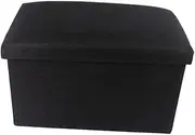 COMNESTBI Foldable Storage Box Lightweight Linen Fabric Bench with Chest for Bedroom Living Black Portable Sturdy for Books and Foot Rest