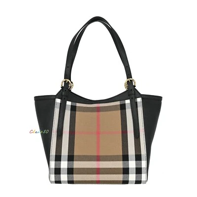 New Authentic Burberry Canterbury House Check & Leather Tote