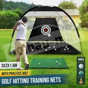Golf Practice Net and Hitting Mat Set Chipping Cage Home Driving Training Aids