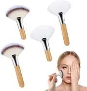 Fan Brushes for Facials, ValueBargain 4 Pcs Fluffy Makeup Brushes for Highlighting and Blush Application, Professional Esthetician Tools with Soft Bristles