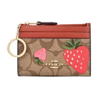 在飛比找momo購物網優惠-【COACH】草莓xlogo PVC卡片/零錢鑰匙夾(紅木)