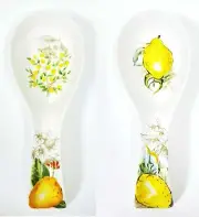 NEW MAXCERA SPRING COLLECT YELLOW LEMON TREE CERAMIC SPOON REST HOLDER