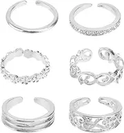 [BESTYASH] Hollow Ring Ankle Ring Trendy Rings Fashion Rings Delicate Ring Rhinestone Inlaid Rings Decor Exquisite Ring Jewelry Sterling Silver Rings Stylish Girl Ring Female Toe Ring