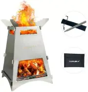 Firepit Wood Burning Camping Stove Portable Backpack Lightweight Stainless Steel
