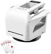 Automatic Card Shuffler & Dealer Machine, 360° Rotating Card Shuffler Machine, with OLED Display and Touch Control, Wireless Dealer Buttons, Rechargeable, for UNO, Blackjack, Texas White