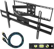 Everstone APSAMB 32-65" LCD TV Wall Mount Bracket with Full Motion Swing Out Tilt & Swivel Articulating Arm for Flat Screen Flat Panel LCD LED Plasma TV and Monitor Displays Includes Free 10' Braided High Speed HDMI Cable With Ethernet