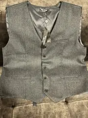 NWT NEW Paul Jones Vest XL Extra Large Gray Blue Polyester Wool Blend