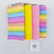 Baby Burp Cloths 4 x Pack Pink Yellow Rainbow Print Toweling Backed Handmade