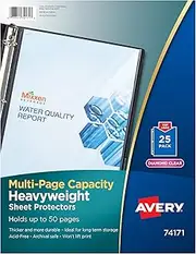Avery 74171 Multi-Page Top-Load Sheet Protectors, Heavy Gauge, Letter, Clear (Pack of 25), 8-1/2 x 11 Inches