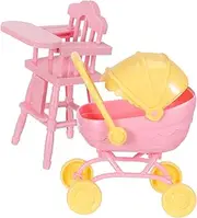 Miniature Baby Carriage Baby Doll High Chair Toy Set Play Stroller for Boys and Girls Toy High Chairs Lightweight