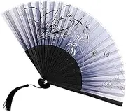 Foldable Hand Fan Oriental Folding Fan Summer Foldable Hand Fan Oriental Hand Fan Chinese Style Hand Fan with Tassels for Bedrooms, Offices and Home