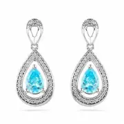 Pear-Shaped Aquamarine and 0.1 CT. T.W. Diamond Earrings in 10K White Gold