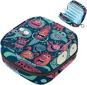 Period Bag,Sanitary Napkin Storage Bag,Dino and Monsters,Tampon Holder for Purse