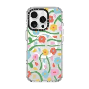 iPhone 16 Pro Clear Case MagSafe Compatible Rainbow Pansies by LJMA