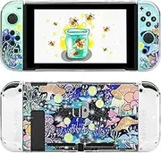 Glitter Case for Nintendo Switch, GLDRAM Case Cover Compatible with Switch Console and Joy Con Controller, Hard PC Shell with Fireflies and Pixies Pattern, Cute Switch Accessory for Girls