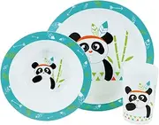 FUN HOUSE 005672 Indian Panda Children's Microwaveable Meal Set Including 1 Plate, 1 Bowl and 1 Glass