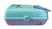 Caboodles “Pretty in Petite” Make-up Cosmetic Case Mint Green & Lavender NOS