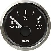 Water Tank Level Gauge Meter Indicator 12V 24V 52mm(2") 0-190ohm Signal for Boat RV Motorhome Truck Auto Marine Vehicles with Backlight (Black)