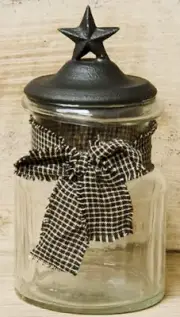 7” Primitive Metal Star Glass Jar Primitive Apothecary Jar Primitive Canister