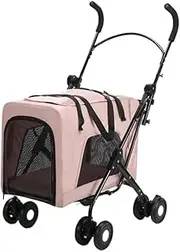 Pet Stroller Dog Stroller Cat Stroller Removable Pet Stroller with 4 Wheels Folding Dog Stroller Cat Stroller for Medium Small Dogs Dog Pram Dog Cat(Color:Pink)