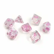 Sirius Cloud White Pink 7 Dice Set + Smoke d20 D&D dungeons dragons resin rpg Z