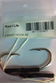 3 PACKS of REEL LIFE-- ASSIST 6/0- LURE STINGER HOOKS--2 PACK--TOTAL 6 HOOKS