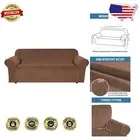 Non-Slip Elastic Stretch Velvet Sofa Cover 89''-97'' - Modern Caramel Protector