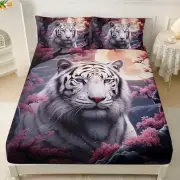 Tiger Fitted Sheet Set Size,Evening Moon White Tiger Bedding Set Twin Tiger25