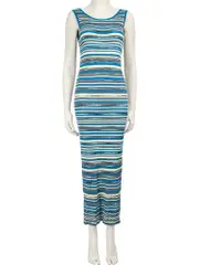Blue Striped Maxi Knit Dress