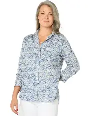 [Fella Hamilton] Chambray Hearts 3/4 Sleeve Shirt in Blue