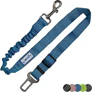 Zenify Dog Car Seat Belt Seatbelt Lead Puppy Harness - Extendable Bungee Adjustable Carseat Clip Buckle Leash for Dogs Puppies Pets Travel - Pet Safe Collar Accessories Supplies Truck Safety (Blue)