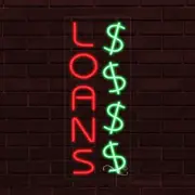 NEW "LOANS" w/LOGO VERTICAL 30x12x1 INCH LED FLEX WINDOW/WALL INDOOR SIGN 31001
