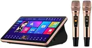 18.5 inch Karaoke System, Capacitive Touch Screen Karaoke Machine with Wireless Microphone, Power Amplifier Function, AI Smart Voice Control The Song Function, Desktop KTV Player