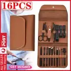 16pcs Set Manicure Pedicure Tools Nail Kit with Leather Case Gift for Men Women