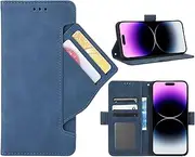 GoshukunTech Phone Cover for iPhone 15 Pro,for iPhone 15 Pro Wallet Case[ 5 Card Slots Leather Wallet ] Soft TPU Inner Case Flip Cover Stand Feature [6.1 inch]-Navy Blue