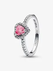 *BRAND NEW* Pandora 925 Sterling Silver Elevated Pink CZ Heart Ring 198421C03