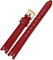 CZKE Genuine Leather Watch Strap for Anne Klein Watchband Notch AK Girl Simple Elegant Belt Small Dial Retro Watch Band 12mm White (Color : Red-Gold, Size : 12mm)