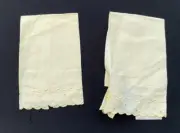 Hand Embroidered LEACOCK Linen Guest Towels Yellow Vintage New Old Stock - 2